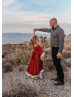 Copper Orange Velvet High Low Bohemian Hippie Flower Girl Dress